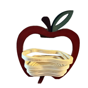 Vintage Wood Apple Fruit & Veggie Colaspable Basket bin storage